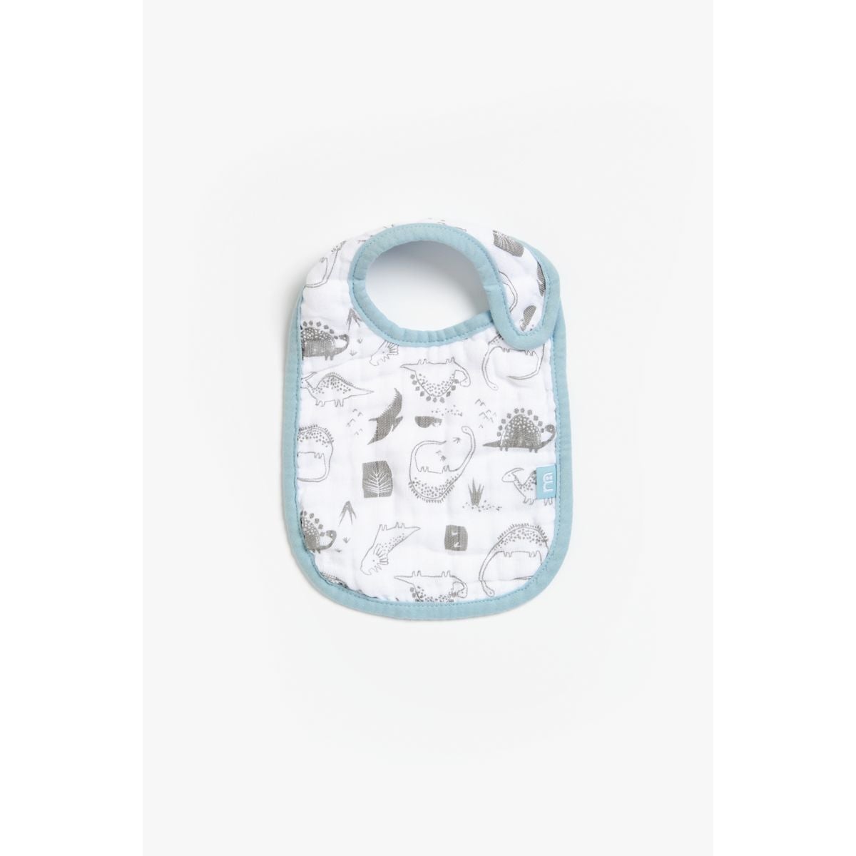Mothercare Blue Dino Muslin Newborn Bibs - 3 Pack