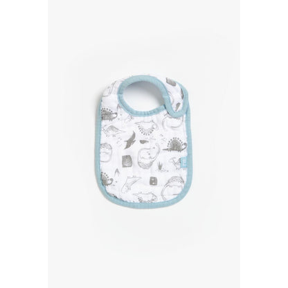 Mothercare Blue Dino Muslin Newborn Bibs - 3 Pack