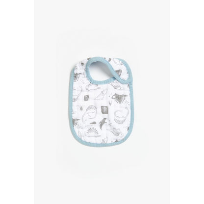 Mothercare Blue Dino Muslin Newborn Bibs - 3 Pack
