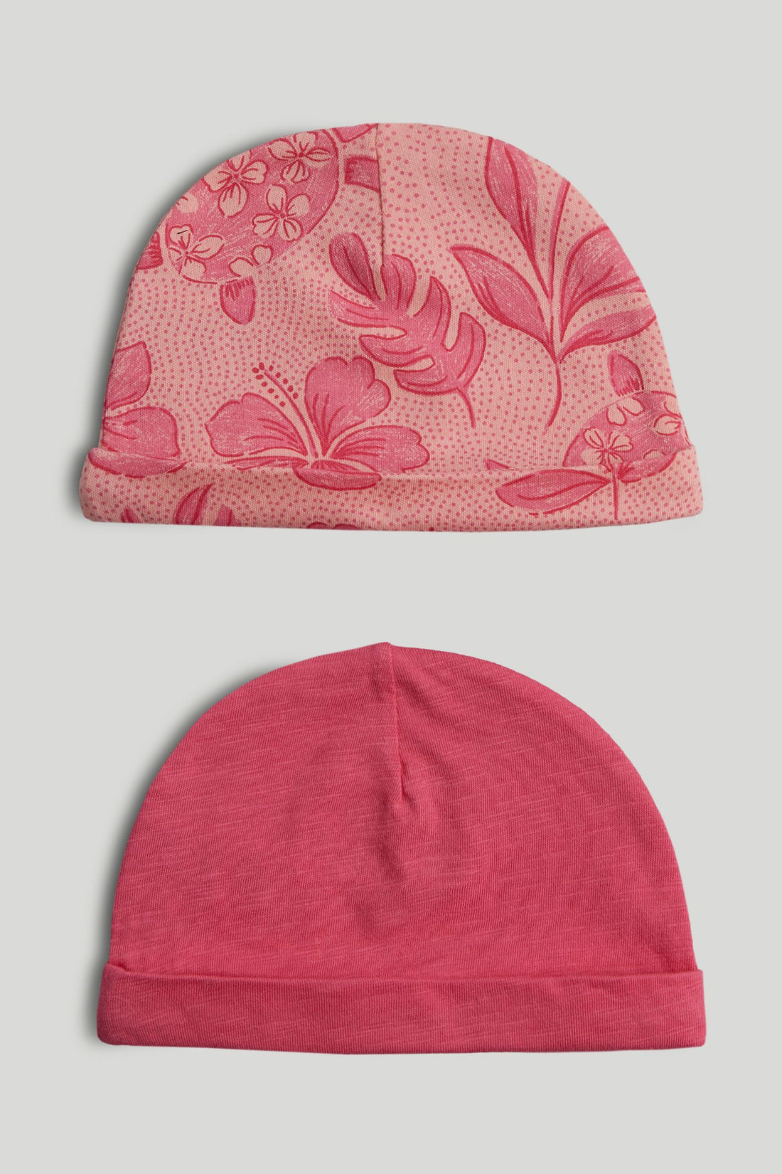 2 Pack Cotton Baby Hats - Pink / 6-12 Months