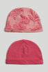2 Pack Cotton Baby Hats - Pink / 6-12 Months