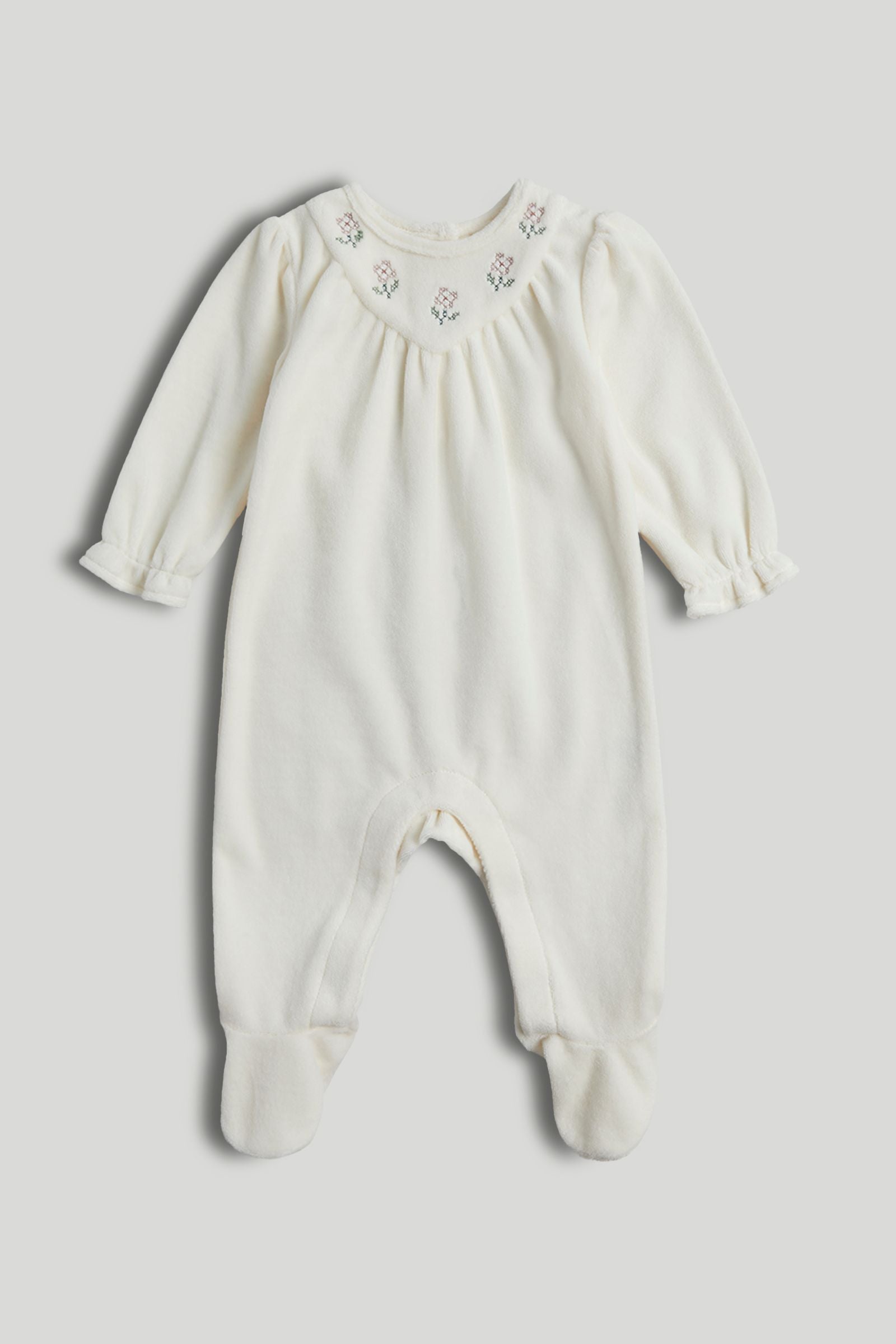 White Velour All-in-One - Multi / Up to 1 Month