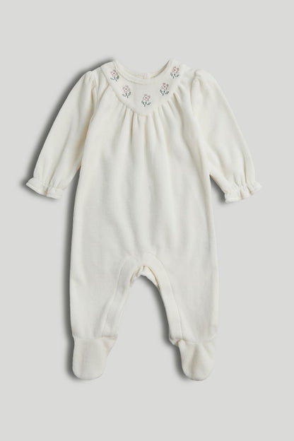 White Velour All-in-One - Multi / Up to 1 Month