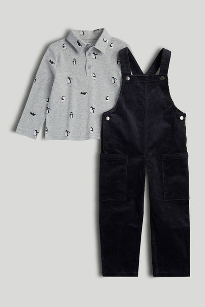 Cord Dungarees and Polo Shirt Outfit - Multi / 9-12 Months