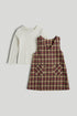 Checked Pinny Dress and T-Shirt Outfit - Dark Red / 9-10 Years