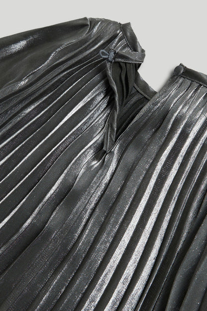 Purple Pleated Shimmer Dress