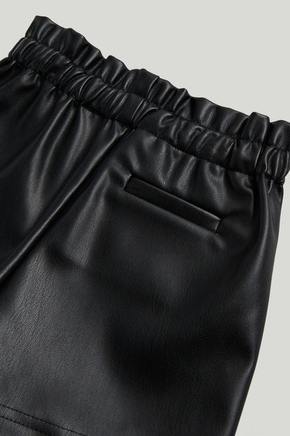 Black Faux-Leather Shorts