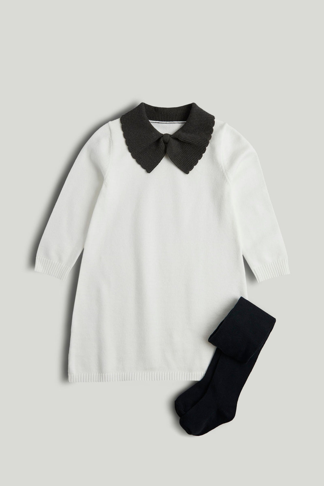 Cream Knitted Dress and Tights Outfit - Cream / 9-10 Years