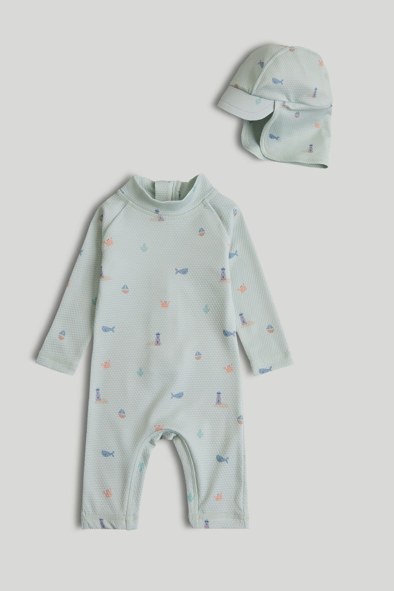 Sunsafe UPF50+ Rash Suit and Keppi Hat - light green / 12-18 Months