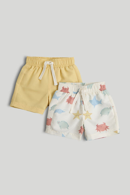 2 Pack Sea Life Swim Shorts - Multicolor / 12-18 Months