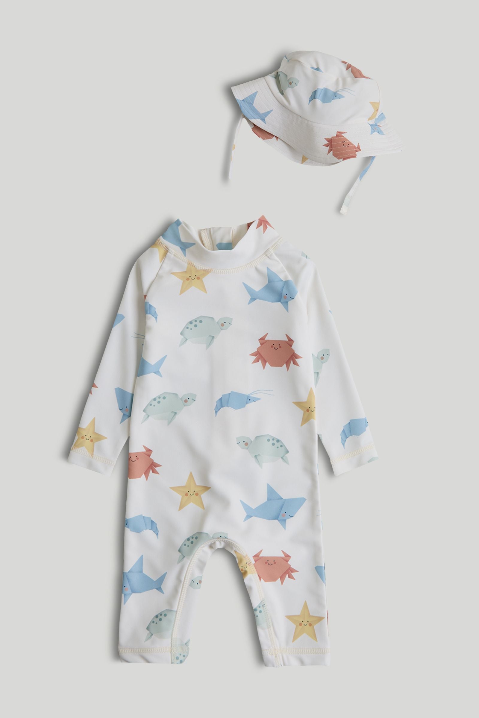 Sunsafe UPF50+ Rash Suit and Keppi Hat - Cream / 12-18 Months