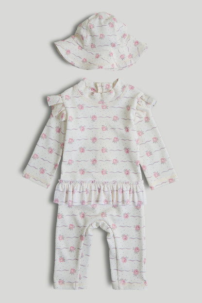 Sunsafe UPF50+ Rash Suit and Keppi Hat - Pink / 12-18 Months