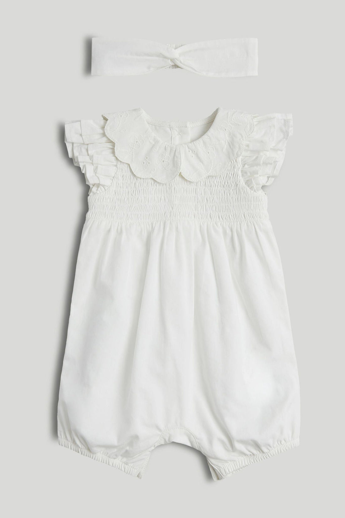 My First White Romper and Headband Outfit - White / 12-18 Months