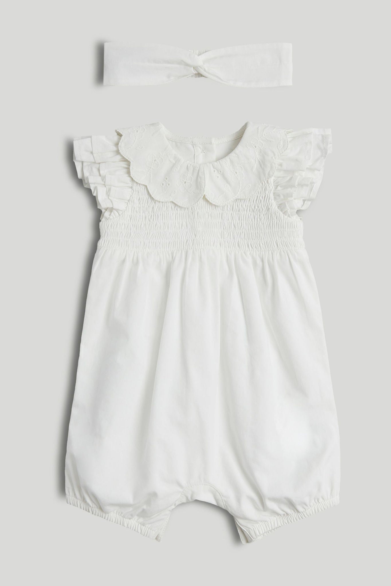 My First White Romper and Headband Outfit - White / 12-18 Months
