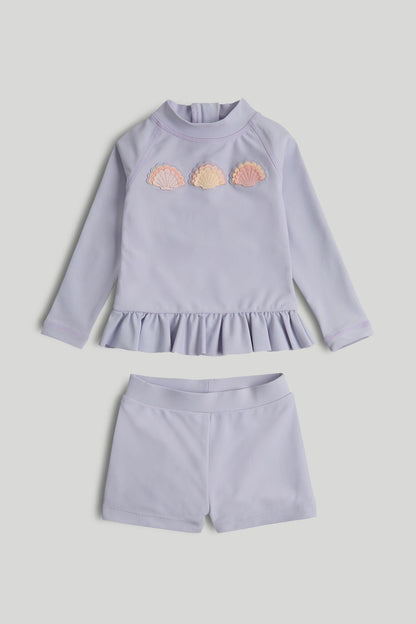 Sunsafe UPF50+ Rash Vest and Shorts Set - Light Purple / 12-18 Months