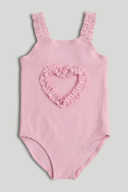 Pink Textured Swimsuit - Pink / 12-18 Months