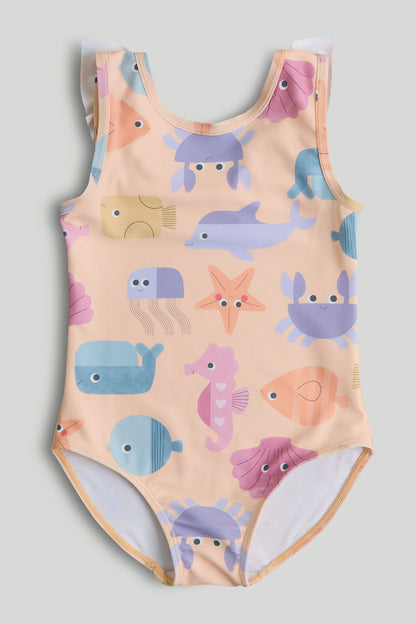Sealife Swimsuit - Orange / 12-18 Months