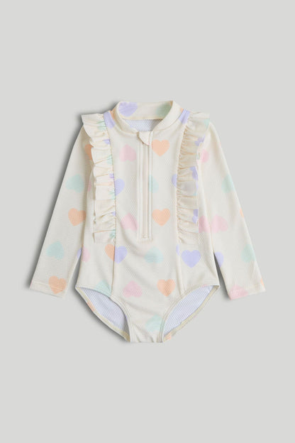 Textured Sunsafe UPF50+ Swimsuit - Cream / 12-18 Months