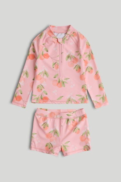 Pink Sunsafe UPF50+ Rash Vest and Shorts Set - Pink / 9-10 Years