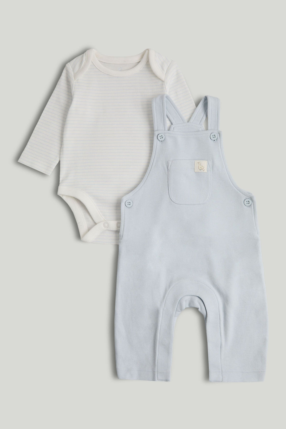 My First Dungarees and Bodysuit Outfit - Light Blue / 12-18 Months