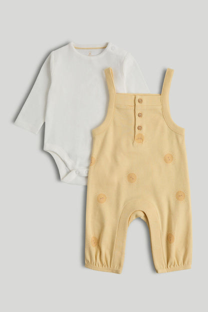 My First Dungarees and Bodysuit Outfit - Light Yellow / 12-18 Months