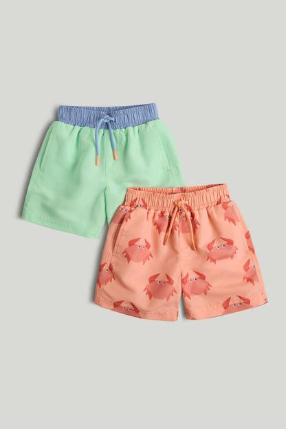 2 Pack Crab Swim Shorts - Multicolor / 12-18 Months