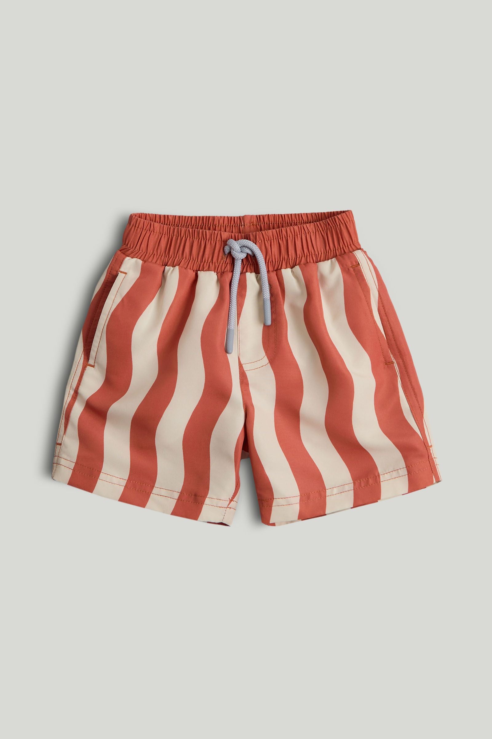 Orange Wave Swim Shorts - Dark Orange / 12-18 Months