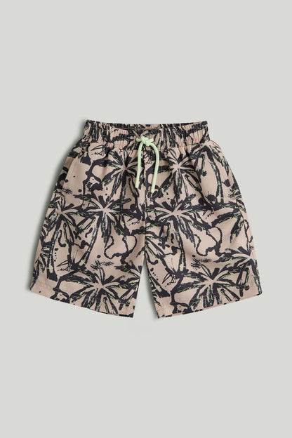 Palm Swim Shorts - Light Brown / 9-10 Years