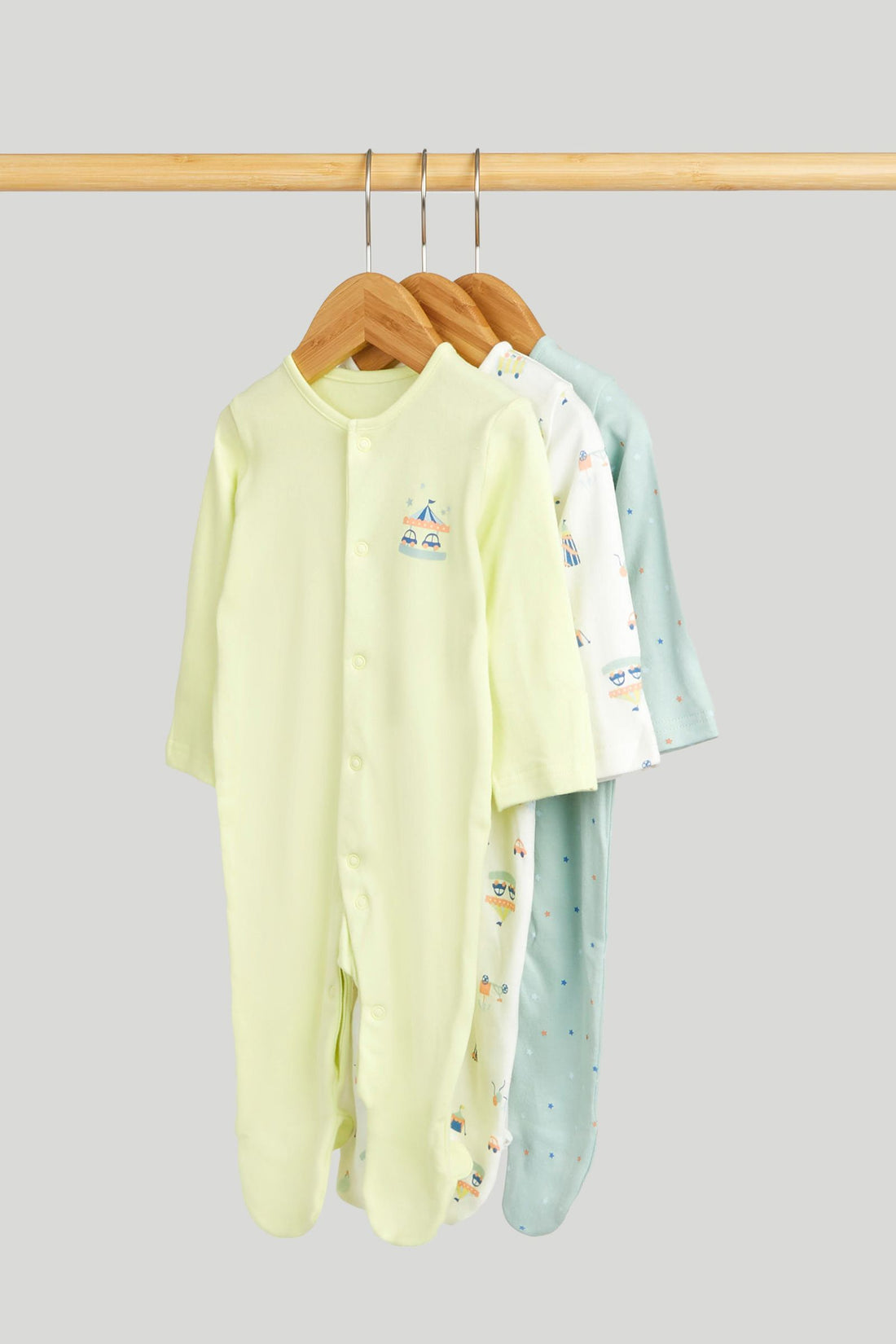 3 Pack Carnival Sleepsuits - Multi / 12-18 Months