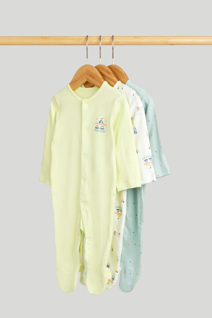 3 Pack Carnival Sleepsuits - Multi / 12-18 Months