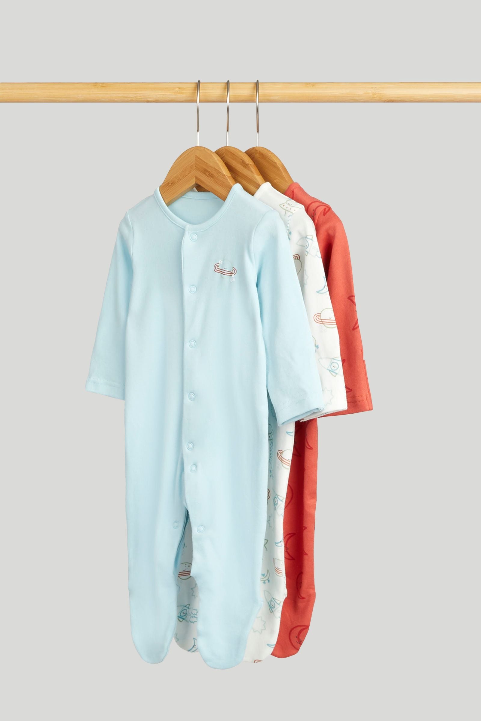 3 Pack Space Sleepsuits - Multi / 12-18 Months