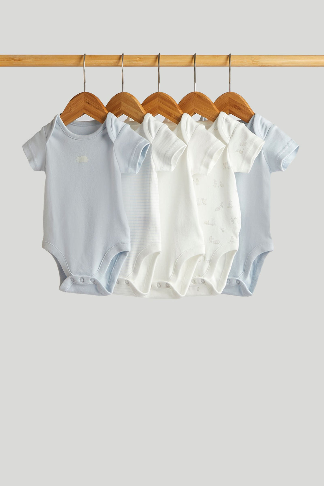 My First Blue Short-Sleeved Bodysuits - Light Blue / 12-18 Months