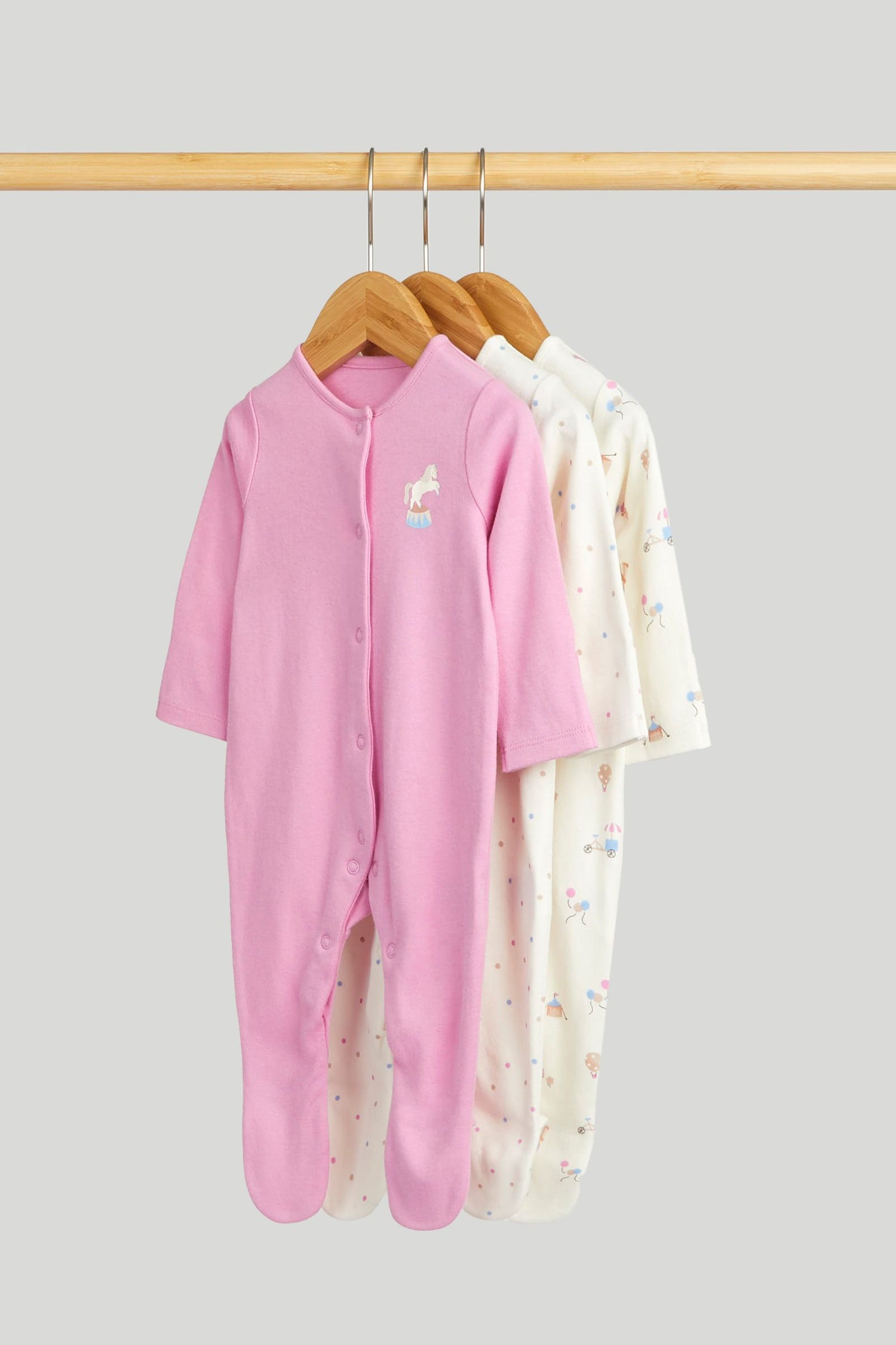 3 Pack Carnival Sleepsuits - Multi / 12-18 Months