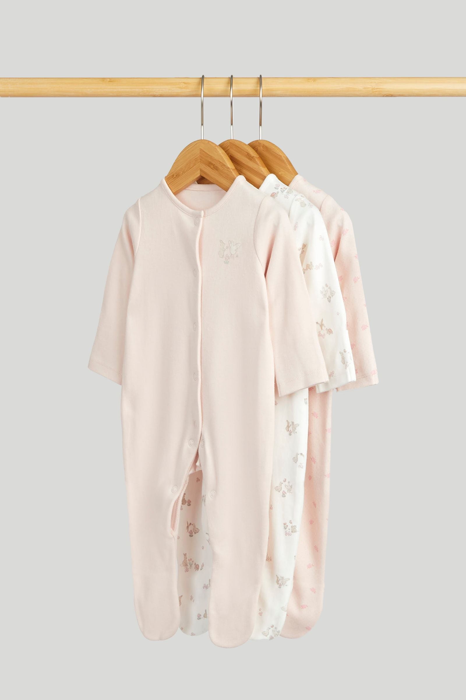 3 Pack My First Pink Sleepsuits - Light Pink / 12-18 Months