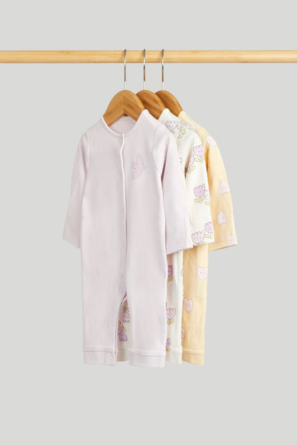 3 Pack Footless Sleepsuits - Multi / 12-18 Months