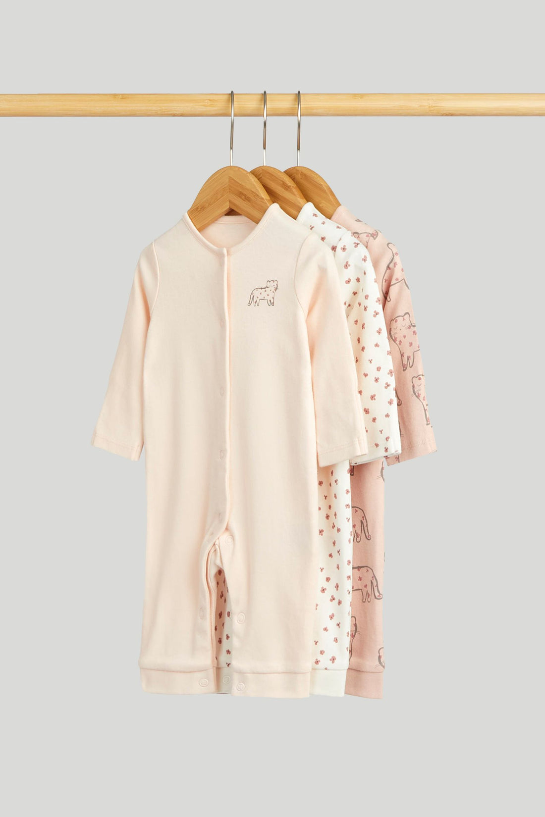 3 Pack My First Footless Sleepsuits - Light Pink / 12-18 Months