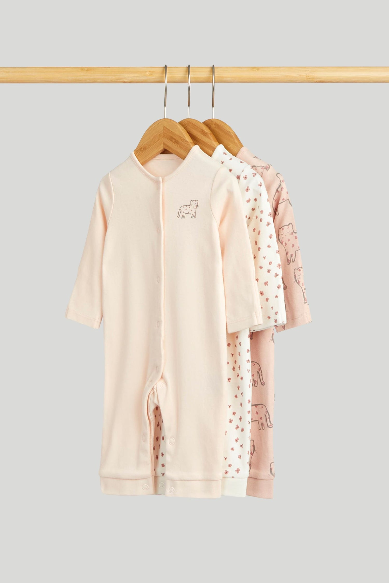3 Pack My First Footless Sleepsuits - Light Pink / 12-18 Months