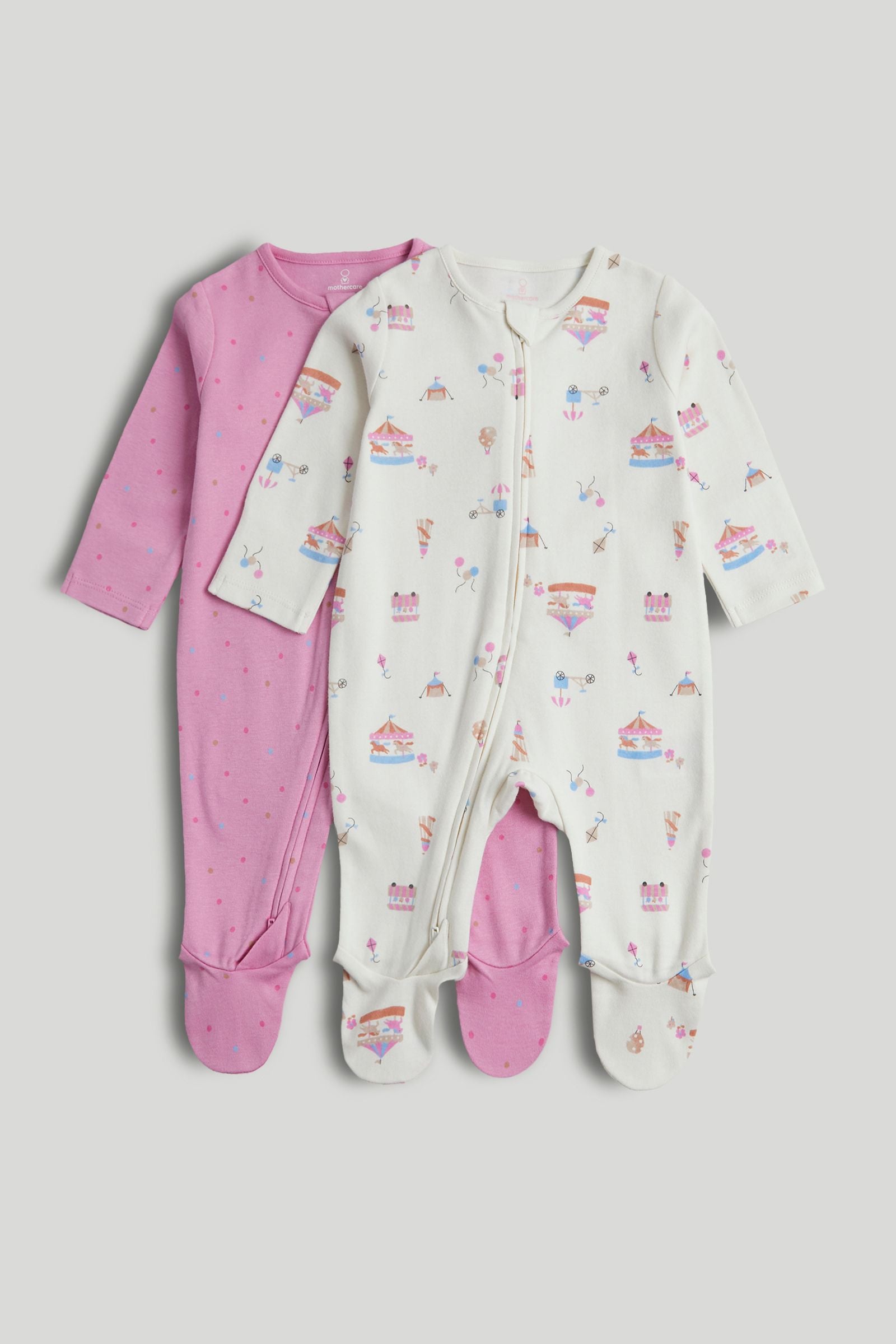 2 Pack Carnival Zip-Up Sleepsuits - Multi / 18-24 Months