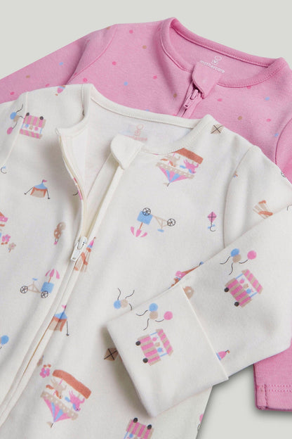 2 Pack Carnival Zip-Up Sleepsuits
