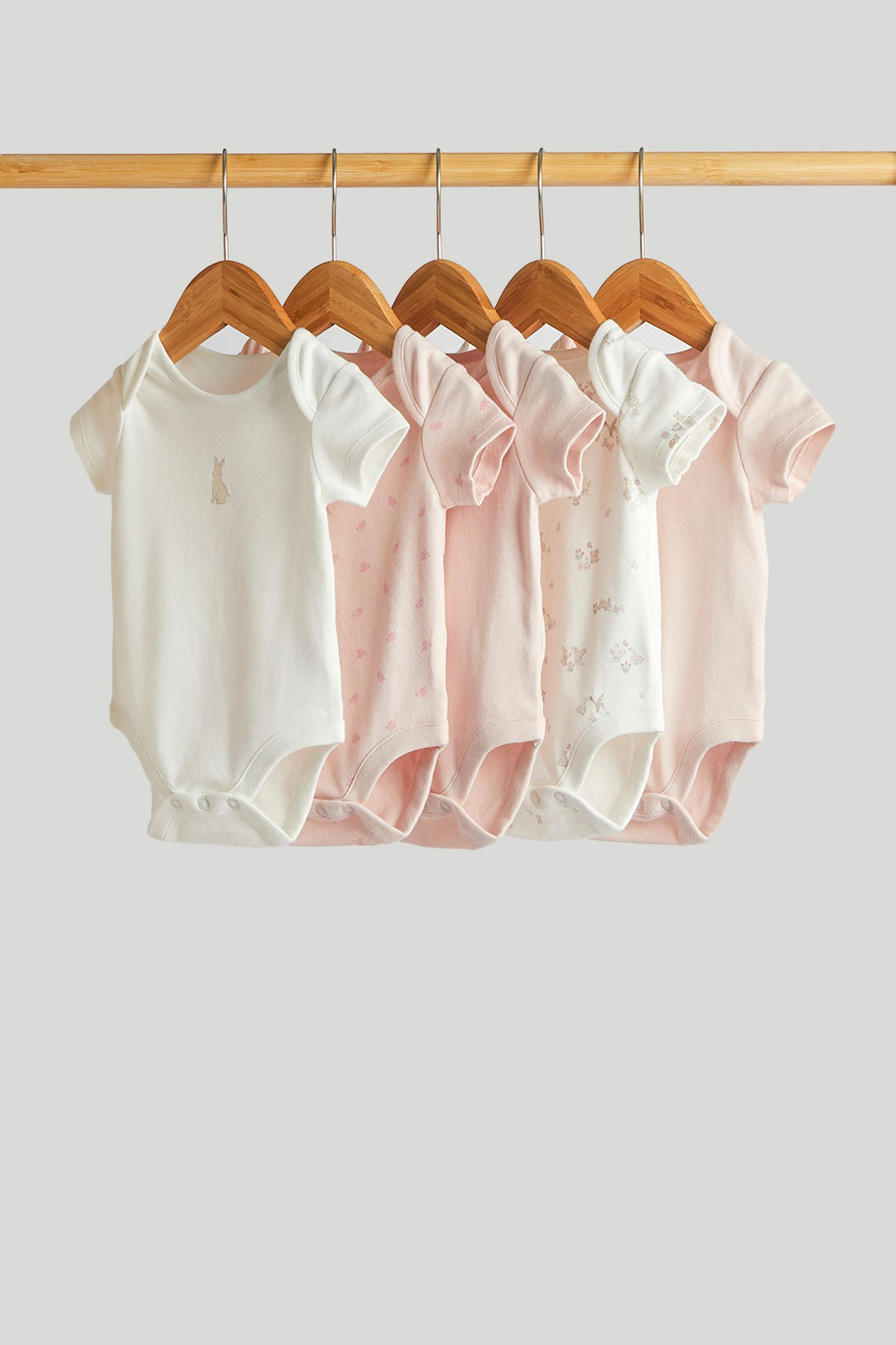 5 Pack My First Pink Short-Sleeved Bodysuits - Light Pink / 12-18 Months