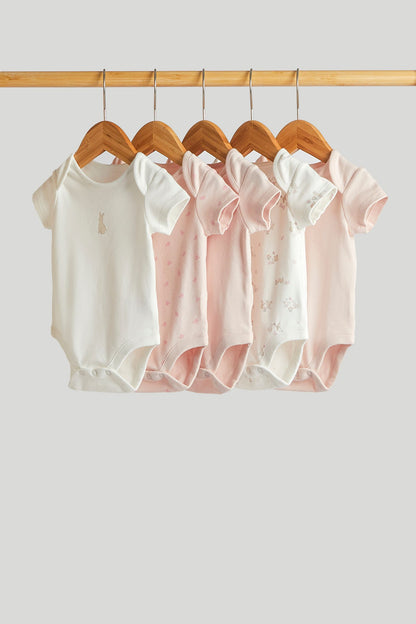 5 Pack My First Pink Short-Sleeved Bodysuits - Light Pink / 12-18 Months