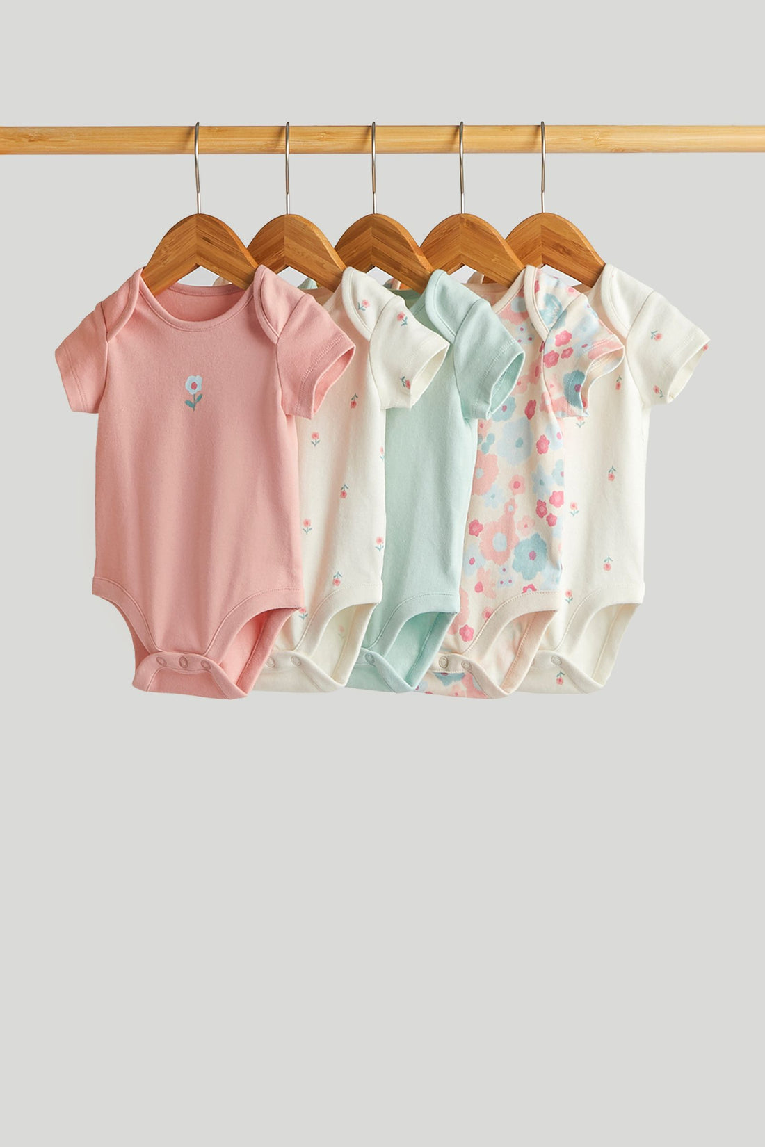 5 Pack Floral Short-Sleeved Bodysuits - Multi / 12-18 Months