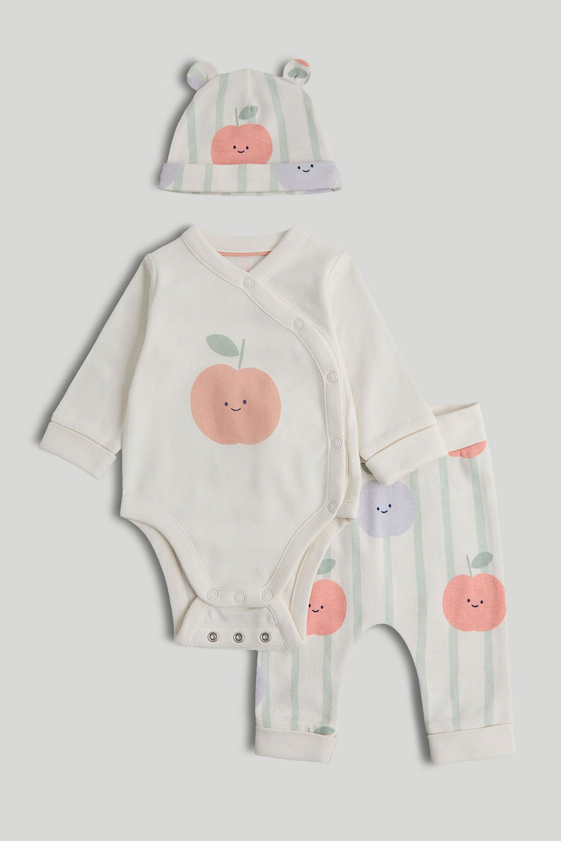 Extendable Bodysuit, Joggers and Hat Outfit - Cream / 12-18 Months