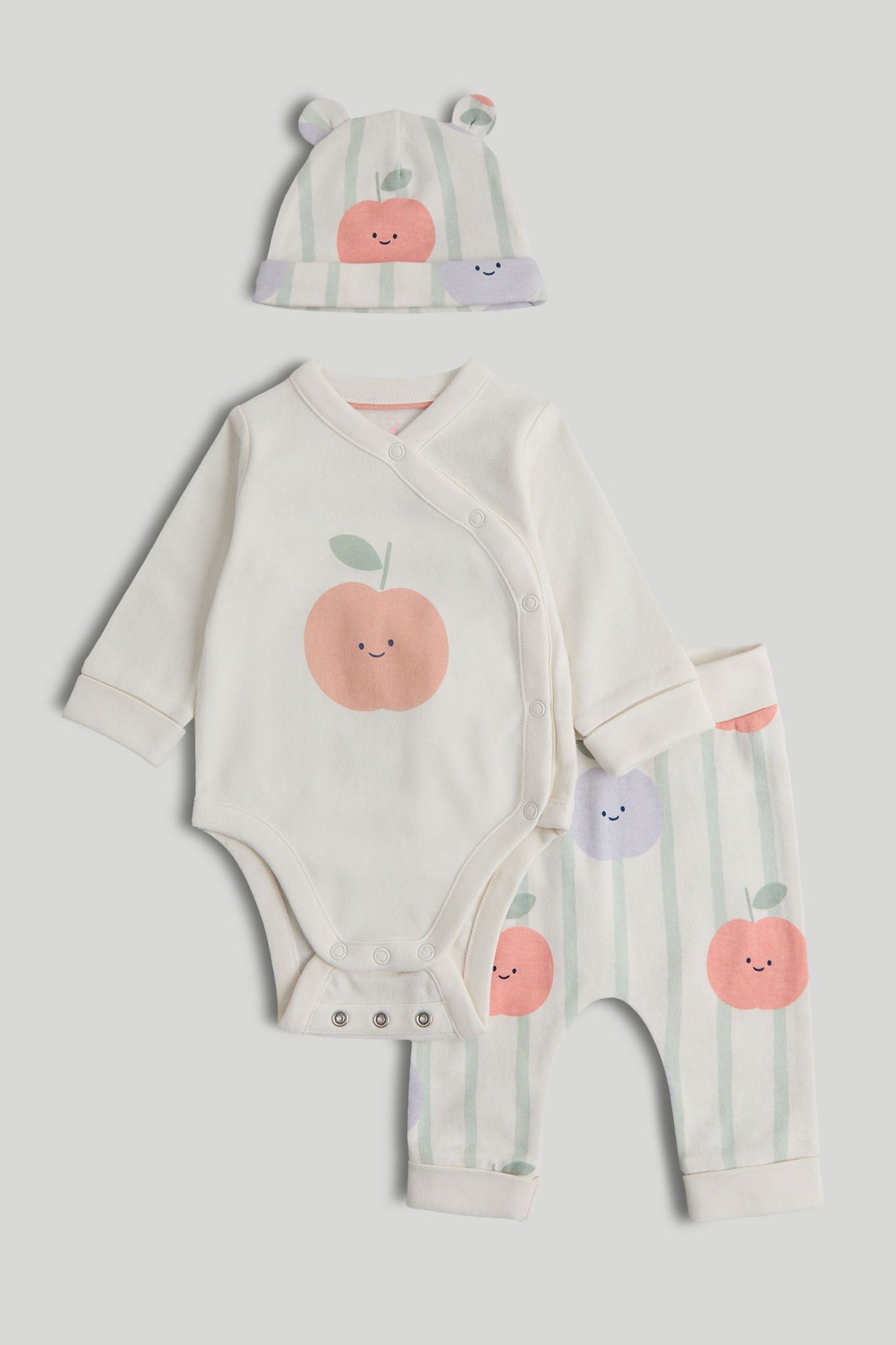 Extendable Bodysuit, Joggers and Hat Outfit - Cream / 12-18 Months