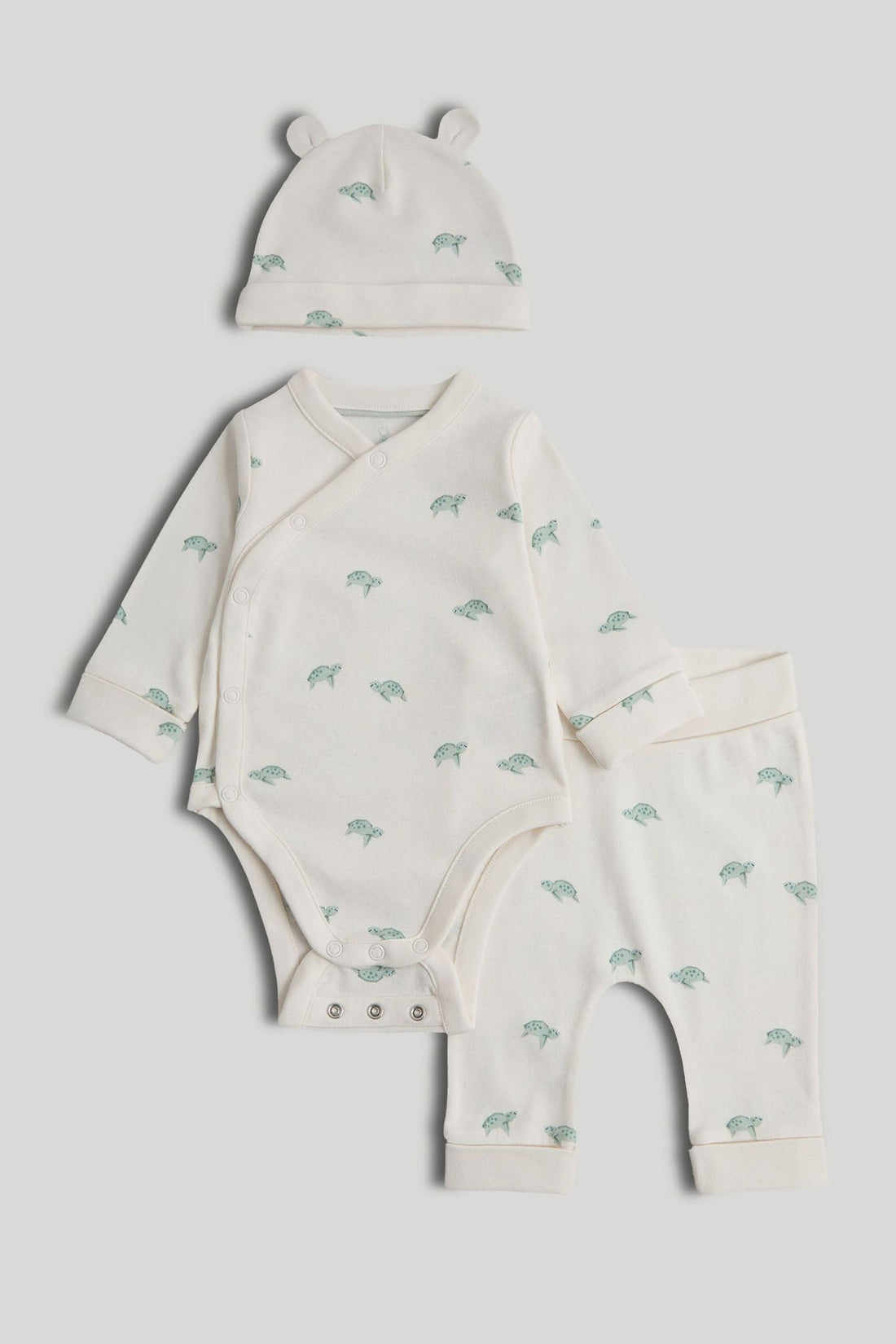 Extendable Bodysuit, Joggers and Hat Outfit - White / 12-18 Months