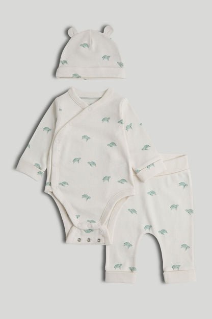 Extendable Bodysuit, Joggers and Hat Outfit - White / 12-18 Months