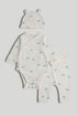Extendable Bodysuit, Joggers and Hat Outfit - White / 12-18 Months