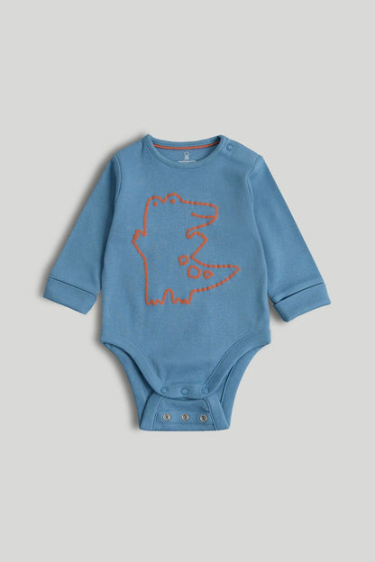 Crocodile Extendable Bodysuit - Blue / 12-18 Months