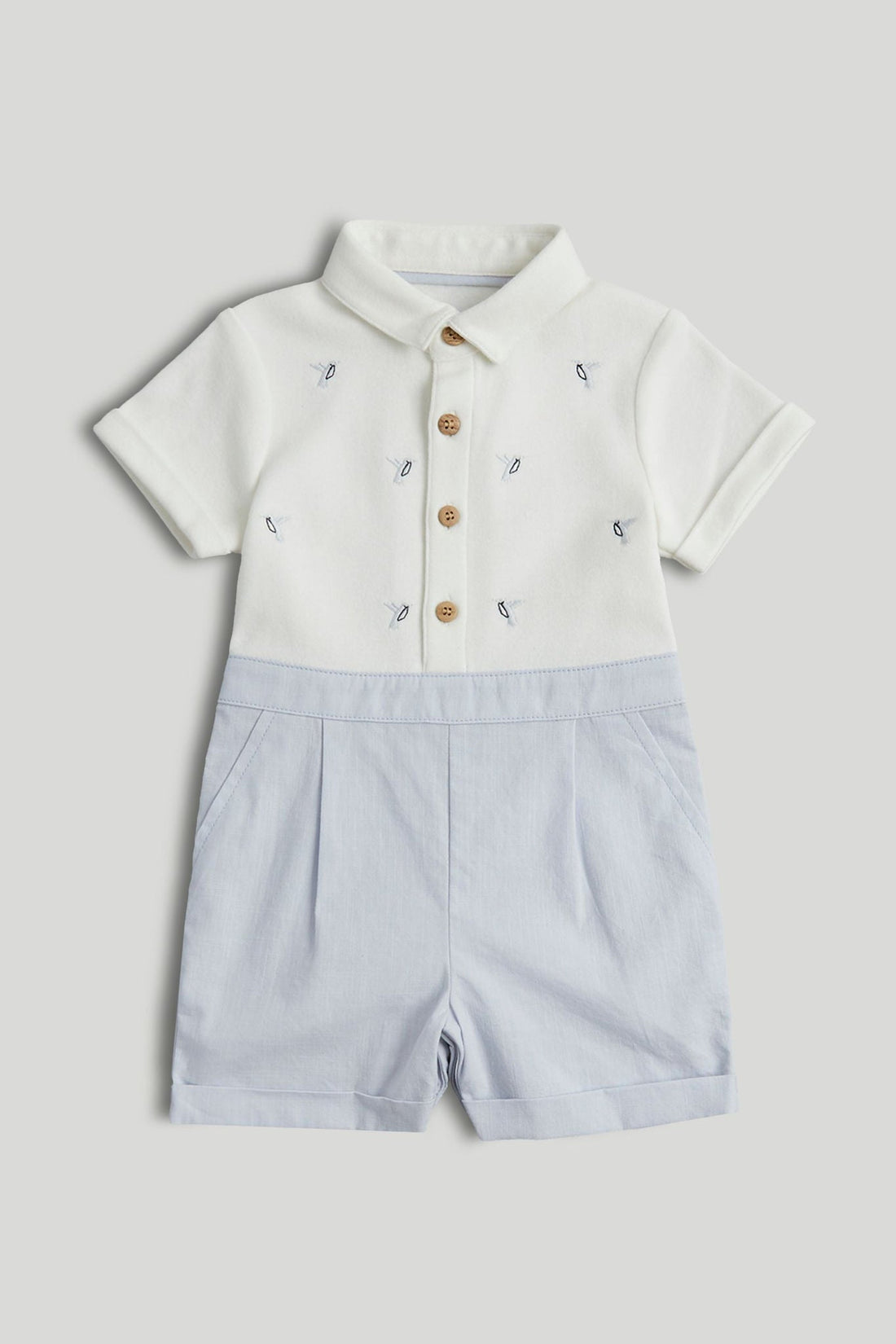 Shirt and Shorts Romper - Light Blue / 12-18 Months