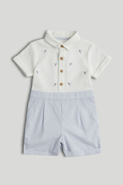 Shirt and Shorts Romper - Light Blue / 12-18 Months